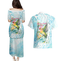 Saipan CMNI Couples Matching Puletasi and Hawaiian Shirt Polynesian Northern Mariana Islands Fruit Dove Watercolor TS04 - Polynesian Pride