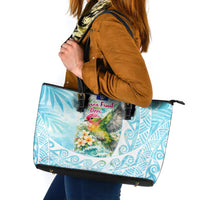 Saipan CMNI Leather Tote Bag Polynesian Northern Mariana Islands Fruit Dove Watercolor