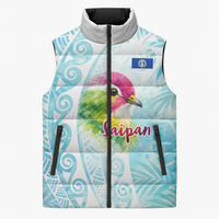 Saipan CMNI Sleeveless Puffer Jacket Polynesian Northern Mariana Islands Fruit Dove Watercolor