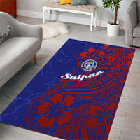 Saipan Northern Mariana Islands Area Rug Polynesian Tribal Tattoo Art With Hibiscus Flowers And Seal TS04 - Polynesian Pride