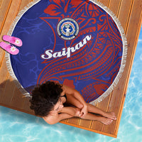 Saipan Northern Mariana Islands Beach Blanket Polynesian Tribal Tattoo Art With Hibiscus Flowers And Seal TS04 - Polynesian Pride