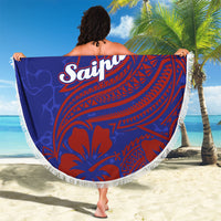 Saipan Northern Mariana Islands Beach Blanket Polynesian Tribal Tattoo Art With Hibiscus Flowers And Seal TS04 - Polynesian Pride