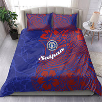 Saipan Northern Mariana Islands Bedding Set Polynesian Tribal Tattoo Art With Hibiscus Flowers And Seal TS04 - Polynesian Pride