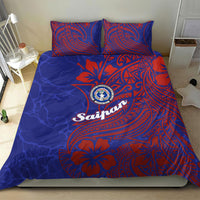 Saipan Northern Mariana Islands Bedding Set Polynesian Tribal Tattoo Art With Hibiscus Flowers And Seal TS04 - Polynesian Pride