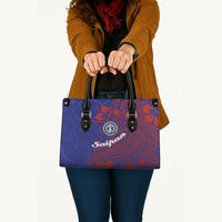 Saipan Northern Mariana Islands Leather Bag Polynesian Tribal Tattoo Art With Hibiscus Flowers And Seal TS04 - Polynesian Pride