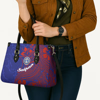 Saipan Northern Mariana Islands Leather Bag Polynesian Tribal Tattoo Art With Hibiscus Flowers And Seal TS04 - Polynesian Pride