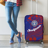 Saipan Northern Mariana Islands Luggage Cover Polynesian Tribal Tattoo Art With Hibiscus Flowers And Seal TS04 - Polynesian Pride