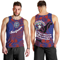 Saipan Northern Mariana Islands Men Tank Top Polynesian Tribal Tattoo Art With Hibiscus Flowers And Seal TS04 - Polynesian Pride