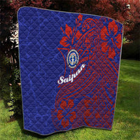 Saipan Northern Mariana Islands Quilt Polynesian Tribal Tattoo Art With Hibiscus Flowers And Seal TS04 - Polynesian Pride