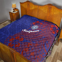 Saipan Northern Mariana Islands Quilt Polynesian Tribal Tattoo Art With Hibiscus Flowers And Seal TS04 - Polynesian Pride