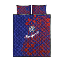 Saipan Northern Mariana Islands Quilt Bed Set Polynesian Tribal Tattoo Art With Hibiscus Flowers And Seal TS04 - Polynesian Pride