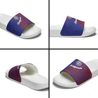 Saipan Northern Mariana Islands Slide Sandals Polynesian Tribal Tattoo Art With Hibiscus Flowers And Seal TS04 - Polynesian Pride