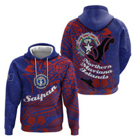 Saipan Northern Mariana Islands Zip Hoodie Polynesian Tribal Tattoo Art With Hibiscus Flowers And Seal TS04 - Polynesian Pride