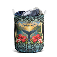 Personalized Masefau American Samoa Whale Laundry Basket Polynesian Tribal Pattern Tropical Hibiscus TS04 - Polynesian Pride
