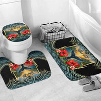 Personalized Masefau American Samoa Whale Bathroom Set Polynesian Tribal Pattern Tropical Hibiscus TS04 Mat Set Only (3 pcs) One Size Black Blue - Polynesian Pride