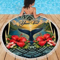 Personalized Masefau American Samoa Whale Beach Blanket Polynesian Tribal Pattern Tropical Hibiscus TS04 - Polynesian Pride