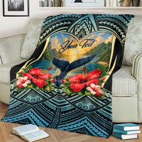 Personalized Masefau American Samoa Whale Blanket Polynesian Tribal Pattern Tropical Hibiscus TS04 - Polynesian Pride
