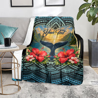 Personalized Masefau American Samoa Whale Blanket Polynesian Tribal Pattern Tropical Hibiscus TS04 - Polynesian Pride