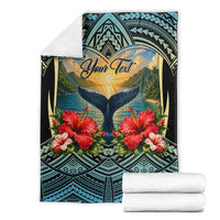 Personalized Masefau American Samoa Whale Blanket Polynesian Tribal Pattern Tropical Hibiscus TS04 - Polynesian Pride