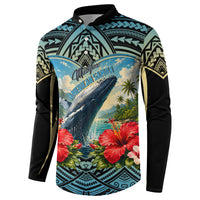 Personalized Masefau American Samoa Whale Button Sweatshirt Polynesian Tribal Pattern Tropical Hibiscus TS04 - Polynesian Pride