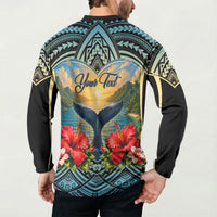 Personalized Masefau American Samoa Whale Button Sweatshirt Polynesian Tribal Pattern Tropical Hibiscus TS04 - Polynesian Pride