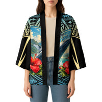 Personalized Masefau American Samoa Whale Kimono Polynesian Tribal Pattern Tropical Hibiscus TS04 - Polynesian Pride