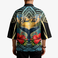 Personalized Masefau American Samoa Whale Kimono Polynesian Tribal Pattern Tropical Hibiscus TS04 - Polynesian Pride