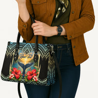 Personalized Masefau American Samoa Whale Leather Bag Polynesian Tribal Pattern Tropical Hibiscus TS04 - Polynesian Pride