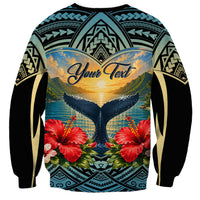 Personalized Masefau American Samoa Whale Sweatshirt Polynesian Tribal Pattern Tropical Hibiscus TS04 - Polynesian Pride