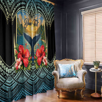 Personalized Masefau American Samoa Whale Window Curtain Polynesian Tribal Pattern Tropical Hibiscus TS04 - Polynesian Pride
