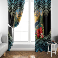 Personalized Masefau American Samoa Whale Window Curtain Polynesian Tribal Pattern Tropical Hibiscus TS04 - Polynesian Pride