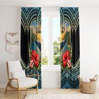 Personalized Masefau American Samoa Whale Window Curtain Polynesian Tribal Pattern Tropical Hibiscus TS04 - Polynesian Pride