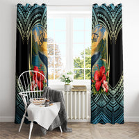 Personalized Masefau American Samoa Whale Window Curtain Polynesian Tribal Pattern Tropical Hibiscus TS04 - Polynesian Pride