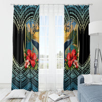 Personalized Masefau American Samoa Whale Window Curtain Polynesian Tribal Pattern Tropical Hibiscus TS04 - Polynesian Pride