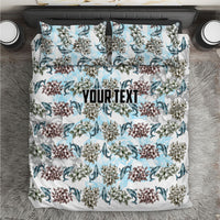 Personalized Masefau American Samoa Bedding Set Vintage Whale Hibiscus Ocean Waves TS04 White Blue - Polynesian Pride