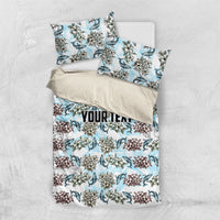 Personalized Masefau American Samoa Bedding Set Vintage Whale Hibiscus Ocean Waves TS04 US Twin 172cm x 218cm White Blue - Polynesian Pride