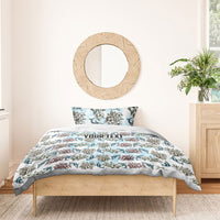 Personalized Masefau American Samoa Bedding Set Vintage Whale Hibiscus Ocean Waves TS04 - Polynesian Pride