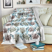 Personalized Masefau American Samoa Blanket Vintage Whale Hibiscus Ocean Waves TS04 White Blue - Polynesian Pride