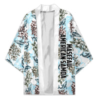 Personalized Masefau American Samoa Kimono Vintage Whale Hibiscus Ocean Waves TS04 Unisex White Blue - Polynesian Pride