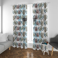 Personalized Masefau American Samoa Window Curtain Vintage Whale Hibiscus Ocean Waves TS04 With Grommets White Blue - Polynesian Pride