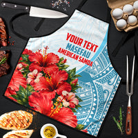 Personalized American Samoa Masefau Apron Hibiscus Tropical Floral Whale Polynesian Tribal Pattern TS04 White Blue - Polynesian Pride