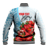 Personalized American Samoa Masefau Baseball Jacket Hibiscus Tropical Floral Whale Polynesian Tribal Pattern TS04 - Polynesian Pride