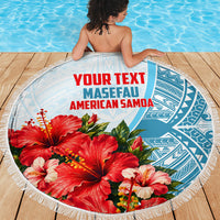 Personalized American Samoa Masefau Beach Blanket Hibiscus Tropical Floral Whale Polynesian Tribal Pattern TS04 - Polynesian Pride
