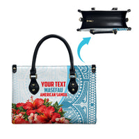 Personalized American Samoa Masefau Leather Bag Hibiscus Tropical Floral Whale Polynesian Tribal Pattern TS04 - Polynesian Pride