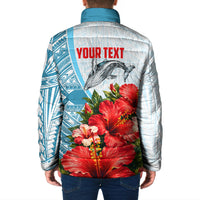Personalized American Samoa Masefau Padded Jacket Hibiscus Tropical Floral Whale Polynesian Tribal Pattern TS04 - Polynesian Pride