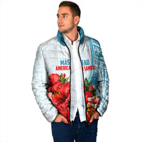Personalized American Samoa Masefau Padded Jacket Hibiscus Tropical Floral Whale Polynesian Tribal Pattern TS04 - Polynesian Pride