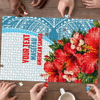 Personalized American Samoa Masefau Puzzle Hibiscus Tropical Floral Whale Polynesian Tribal Pattern TS04 - Polynesian Pride