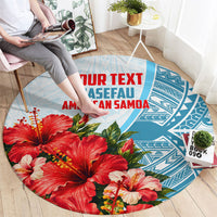 Personalized American Samoa Masefau Round Carpet Hibiscus Tropical Floral Whale Polynesian Tribal Pattern TS04 - Polynesian Pride