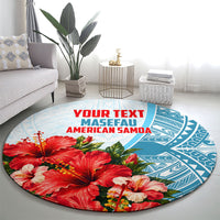 Personalized American Samoa Masefau Round Carpet Hibiscus Tropical Floral Whale Polynesian Tribal Pattern TS04 - Polynesian Pride