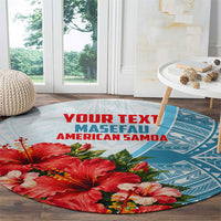 Personalized American Samoa Masefau Round Carpet Hibiscus Tropical Floral Whale Polynesian Tribal Pattern TS04 - Polynesian Pride